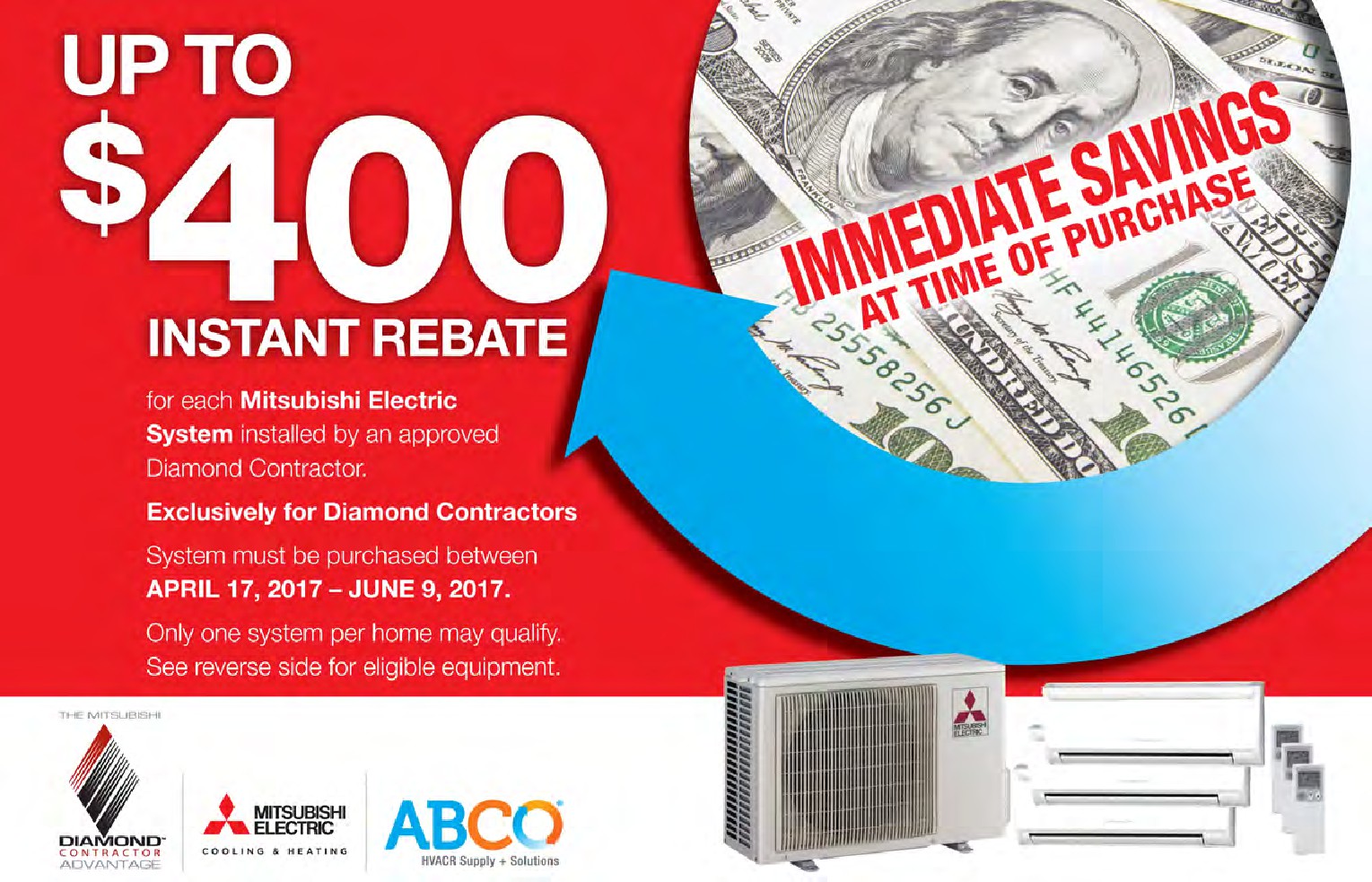  400 Rebate With Installation Of New Mitsubishi Electric AC Grant 